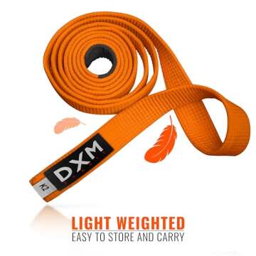 DXM SPORTS BJJ Jiu Jitsu Belt - Taekwondo Karate Belt - Martial Arts Uniform Ranking Judo Belt Double Stitched for Kids Adult (Orange, 260cm)