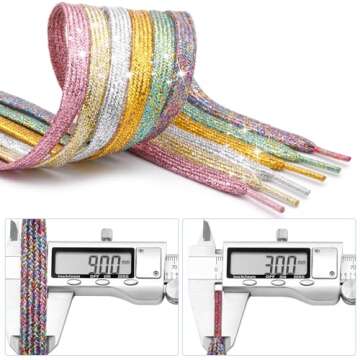WEGOODZF Flat Glitter Shoe Laces: Metallic Pink Sparkle Shoelaces for Sneakers 39 inch -2Pair