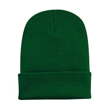 The Hat Depot Made in USA Skull Beanie Hat in Hunter Green