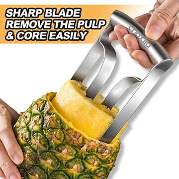 Choxila Pineapple Corer Stainless Steel Pineapple Corer Peeler Pineapple Cutter Fruit tool Easy Kitc...