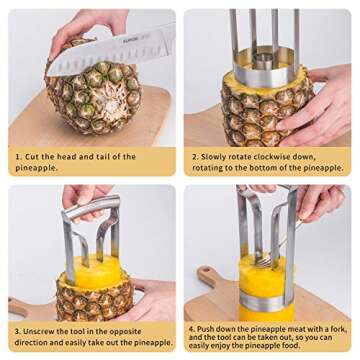 Choxila Pineapple Corer Stainless Steel Pineapple Corer Peeler Pineapple Cutter Fruit tool Easy Kitchen Tool