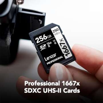 Lexar 256GB Professional 1667x SDXC Memory Card, UHS-II, C10, U3, V60, Full-HD & 4K Video, Up To 250...