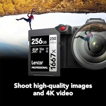 Lexar 256GB Professional 1667x SDXC Memory Card, UHS-II, C10, U3, V60, Full-HD & 4K Video, Up To 250MB/s Read, for Professional Photographer, Videographer, Enthusiast (LSD256CBNA1667)