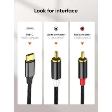 USB C to Dual RCA Audio Cable for HiFi Sound