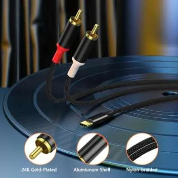 USB C to Dual RCA Audio Cable for HiFi Sound