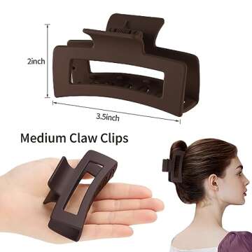 Sisiaipu Hair Clip, 3.5 Inch Medium Hair Claw Clips 6 Pack for Women and Girls - Amber Hair Accessories