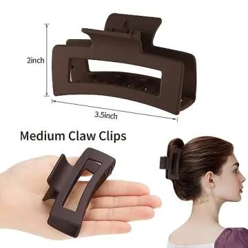 Sisiaipu Hair Clip, 3.5 Inch Medium Hair Claw Clips 6 Pack for Women and Girls - Amber Hair Accessories