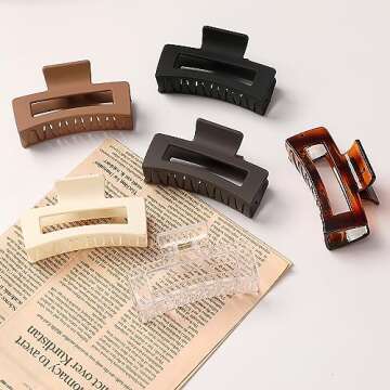 Sisiaipu Hair Clip, 3.5 Inch Medium Hair Claw Clips 6 Pack for Women and Girls - Amber Hair Accessories