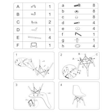 CangLong Modern Mid-Century Dining Chairs Set of 2