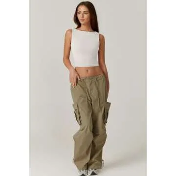 QINSEN Women's Sexy Open Back Sleeveless Crop Tank High Neck Slim Fit Cropped Tee Shirt Y2k Tops White XS