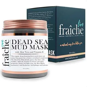 Live Fraiche Organic Dead Sea Mud Mask Facial & Body Cleanser- 8.8oz -Fight breakouts acne blackhead...