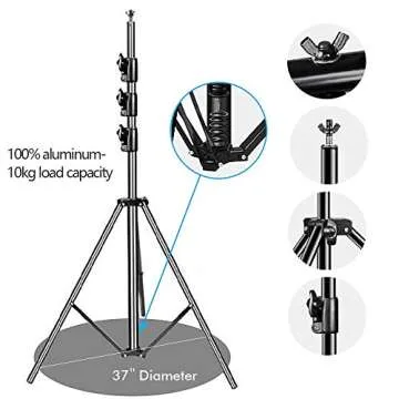 SLOW DOLPHIN 10 x 10Ft Photo Video Studio Heavy Duty Adjustable Muslin Backdrop Stand Background Support System Kit for Photography with Carrying Bag 8 Pcs Clip Clamps