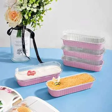 EUSOAR Cupcake Liners with Lids, 25pcs Pink Foil Pans