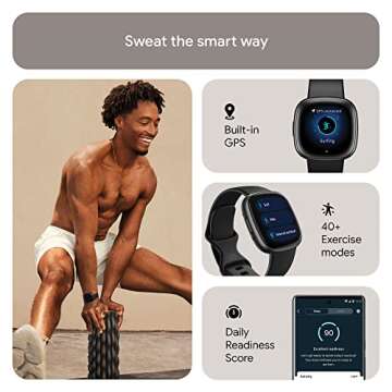 Fitbit Versa 4 Fitness Smartwatch with Daily Readiness, GPS, 24/7 Heart Rate, 40+ Exercise Modes, Sleep Tracking and more, Black/Graphite, One Size (S & L Bands Included) it Versa 4 (Renewed)