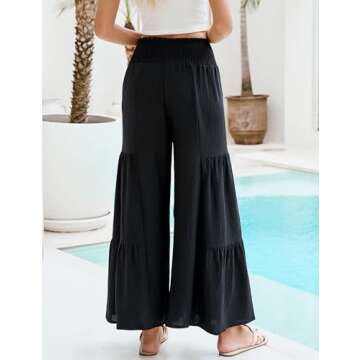 Blooming Jelly Women Casual Pants Wide Leg Trousers High Waisted Pant Trendy Vacation Outift 2025(S,Black)