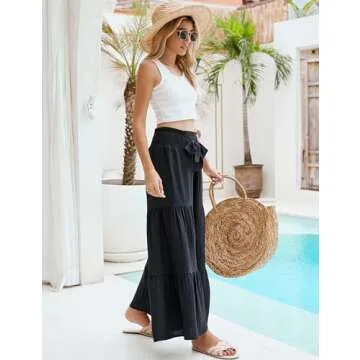 Blooming Jelly Women Casual Pants Wide Leg Trousers High Waisted Pant Trendy Vacation Outift 2025(S,Black)
