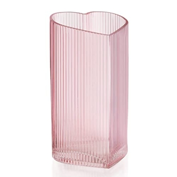 Pink Heart Shaped Decorative Glass Vase for Weddings and Home Decor