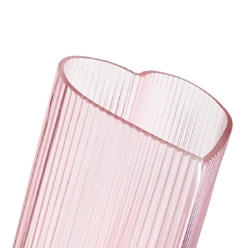 Pink Heart Shaped Decorative Glass Vase for Weddings and Home Decor