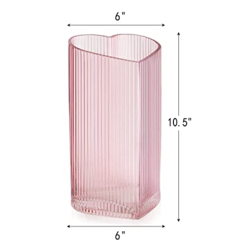 Pink Heart Shaped Decorative Glass Vase for Weddings and Home Decor