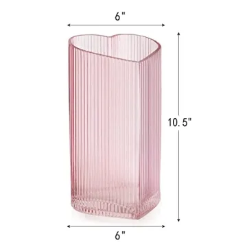 Pink Heart Shaped Decorative Glass Vase for Weddings and Home Decor