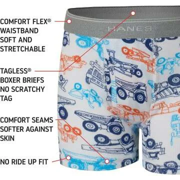 Hanes Boys & Toddler Comfort Boxer Briefs, 10 Pack