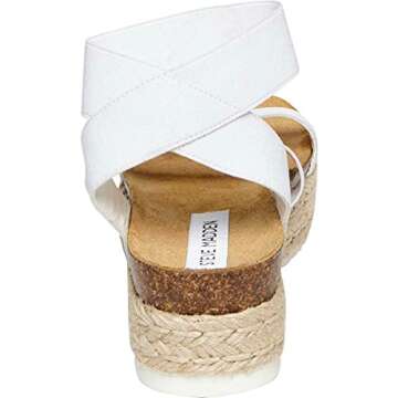 Steve Madden Women's Kimmie Wedge Sandal, White, 8 M US