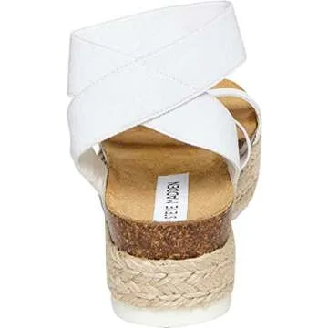 Steve Madden Women's Kimmie Wedge Sandal, White, 8 M US