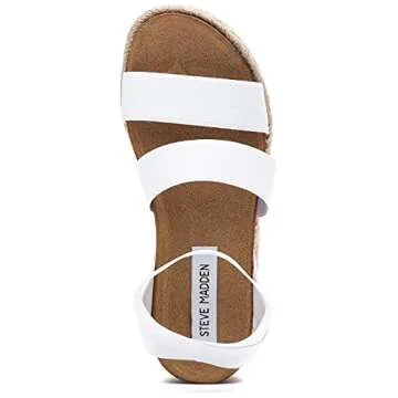 Steve Madden Women's Kimmie Wedge Sandal, White, 8 M US