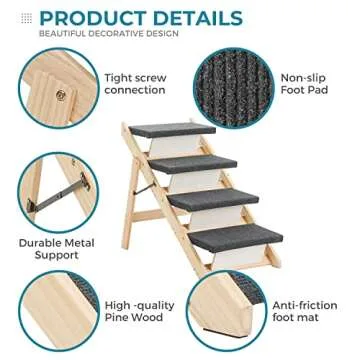 MEWANG 2-in-1 Wooden Dog Stairs & Ramp - 110lbs