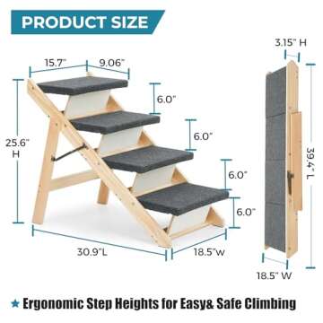 MEWANG 2-in-1 Wooden Dog Stairs & Ramp - 110lbs