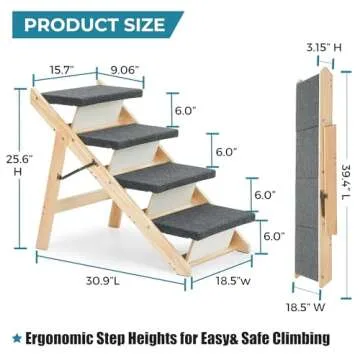 MEWANG 2-in-1 Wooden Dog Stairs & Ramp - 110lbs