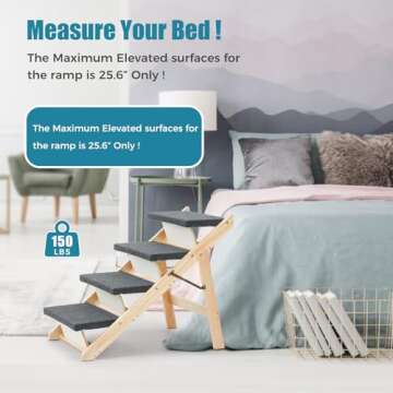 MEWANG 2-in-1 Wooden Dog Stairs & Ramp - 110lbs