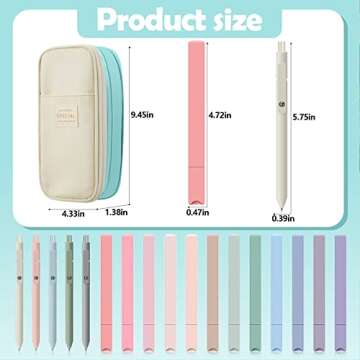 Henoyso 18 Pcs Aesthetic Bible Study Supplies Include Big Capacity Pen Bag with Zipper 12 Pcs Chisel Tip Bible Highlighters 5 Pcs Quick Dry Retractable Black Ink Pens for Office(Light Green)