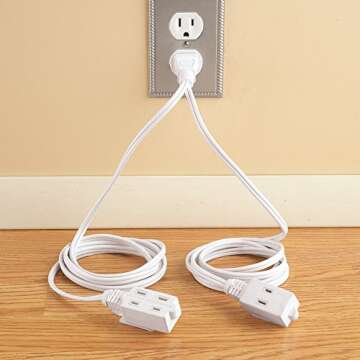Double Ended Extension Cord with 6 Outlets for Organization