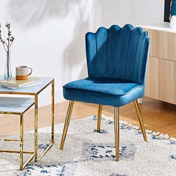 CangLong Velvet Accent Chair - Modern Lounge Chair with Metal Legs, Teal Blue
