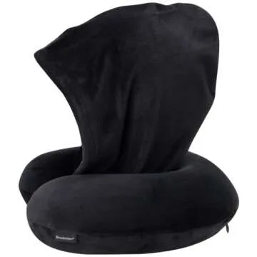 Brookstone Hooded Memory Foam Neck Pillow for Travel Comfort