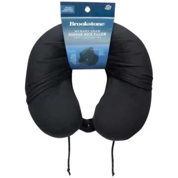 Brookstone Hooded Memory Foam Neck Pillow for Travel Comfort