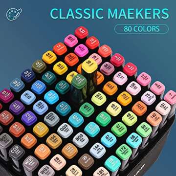 WELLOKB Alcohol Markers, 80 Colors Dual Brush Tip Permanent Art Markers, Coloring Marker, for Book Painting Card Making, Christmas gift for Adults Kids 8-12