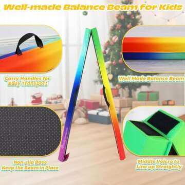 PreGymnastic 9.5FT Folding Balance Beam for Kids 3-12