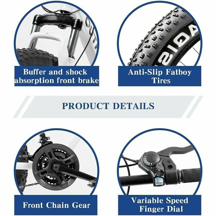 Fat Tire Mountain Bike with 21 Speeds and Disc Brakes