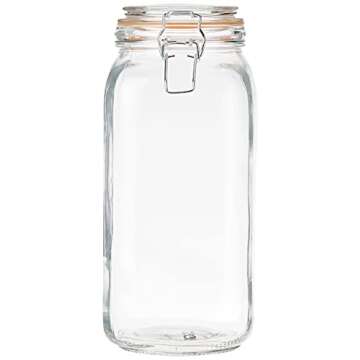 Oggi 4 Piece Airtight Glass Storage Containers Set - Includes 4 Glass Kitchen Canisters with Clamp Lids & Silicone Seals - Farmhouse Kitchen Décor, Kitchen Storage, Pantry Storage, Food Storage