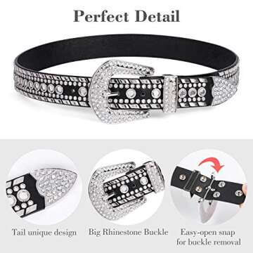 SUOSDEY Rhinestone Western Belt for Men and Women