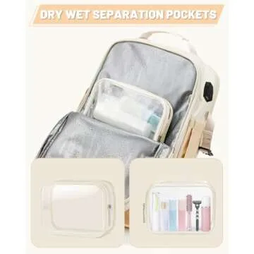 ZOMFELT Travel Backpack for Women, Flight Approved Carry on Backpack with Shoes Compartment & Wet Pocket, Water Resistant 17inch Laptop Bag with USB Charging Port for College Weekender Hiking Trip