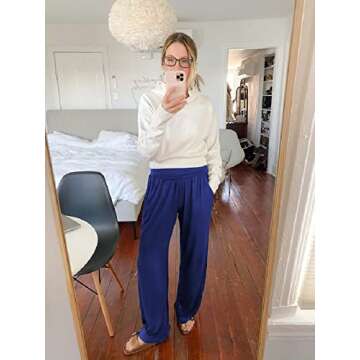 ZJCT Womens Sweatpants Comfy Loose Casual Wide Leg Yoga Workout Lounge Pants with Pockets Royal Blue XL