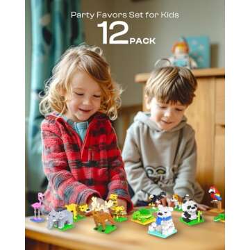 Kimiangel Party Favors for Kids, 12 Pack Mini Animals Building Blocks Sets for Goodie Bags, Prize Bo...