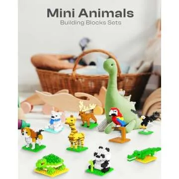 Kimiangel Party Favors for Kids, 12 Pack Mini Animals Building Blocks Sets for Goodie Bags, Prize Box Toys for Kids, Fillers, Prizes, Christmas Birthday Gifts STEM Educational Brick Kits(1222 Pcs)