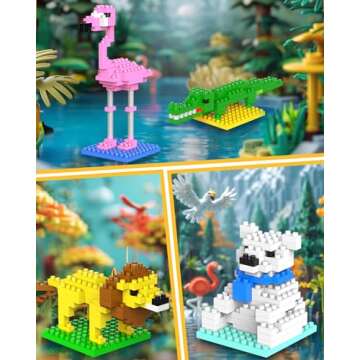 Kimiangel Party Favors for Kids, 12 Pack Mini Animals Building Blocks Sets for Goodie Bags, Prize Box Toys for Kids, Fillers, Prizes, Christmas Birthday Gifts STEM Educational Brick Kits(1222 Pcs)