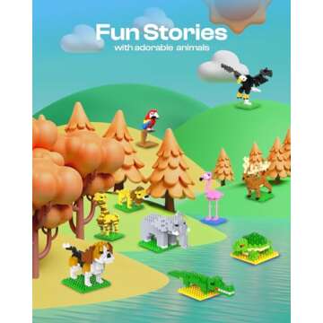 Kimiangel Party Favors for Kids, 12 Pack Mini Animals Building Blocks Sets for Goodie Bags, Prize Box Toys for Kids, Fillers, Prizes, Christmas Birthday Gifts STEM Educational Brick Kits(1222 Pcs)