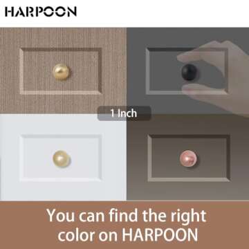 HARPOON 10 Pack Cabinet Round Knobs, Furniture Hardware Pull 1" Inch Brushed Gold