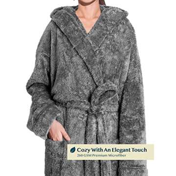PAVILIA Warm Hooded Robe for Women - Cozy Fleece Bathrobe